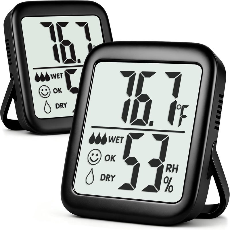 Antonki 2 Pack Room Thermometer for Home, Hygrometer Indoor Humidity Meter Gauge, Digital Temperature and Humidity Sensor Monitor for House, Terrarium, Incubator, Greenhouse - Battery Included - Image 1